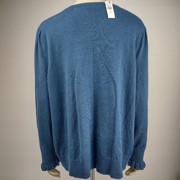 NWT Talbots blue cotton blend lightweight button front cardigan womens 3X XXXL - Picture 4 of 9